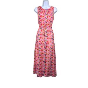 Emily Lovelock Womens Pink Heart Print Organic Cotton Tiered Maxi Dress Size S